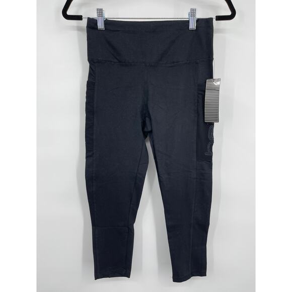 Bebe Sport Black Mesh Pocket Capri Workout Pants Leggings Womens NEW Small - Picture 1 of 8